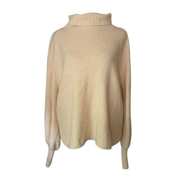Nordstrom cream knit turtleneck wool & cashmere sweater size M - Picture 1 of 13